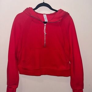 Lululemon Athletica Red Cropped Long Sleeve Hoodie